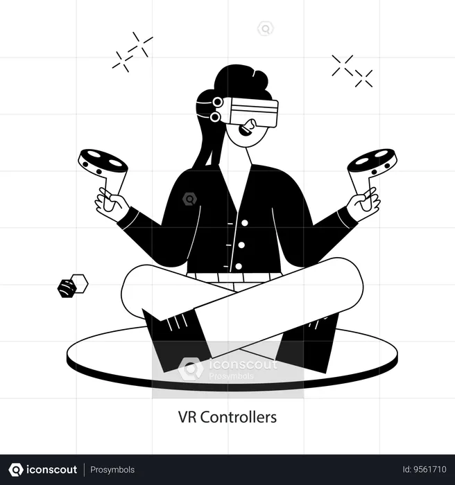 Employee Using Vr Controllers  Illustration