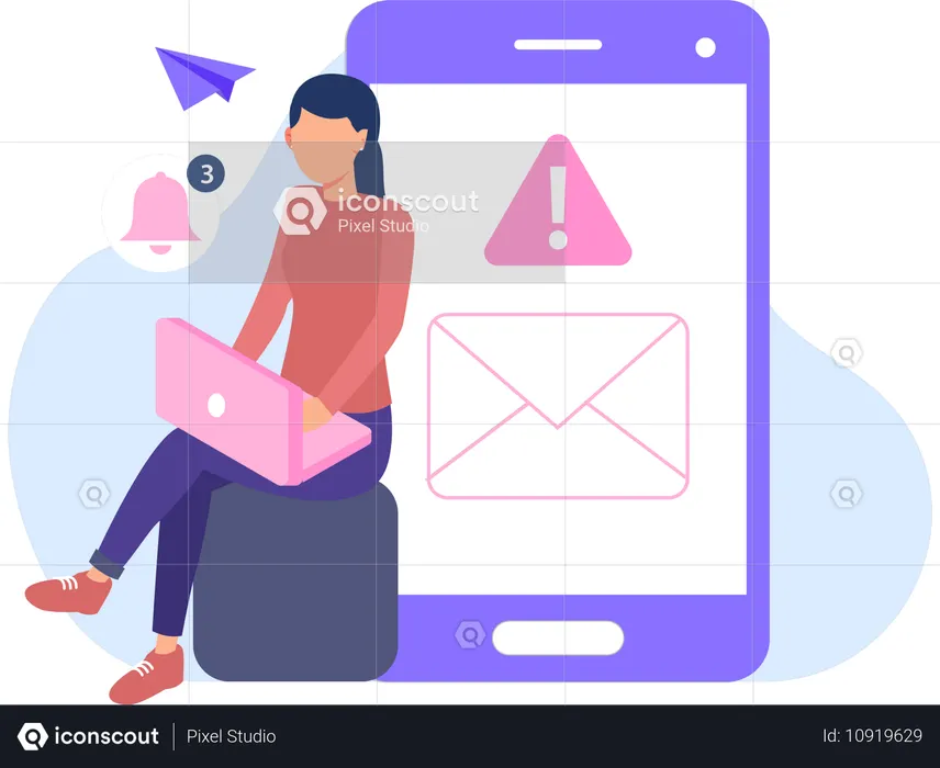 Employee viewing at Email Alert  Illustration