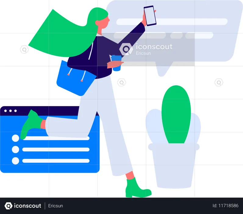 Employee viewing time in mobile  Illustration