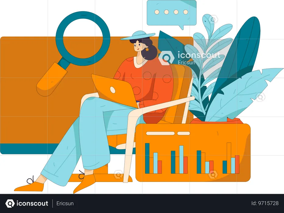 Employee views at stock market analysis  Illustration