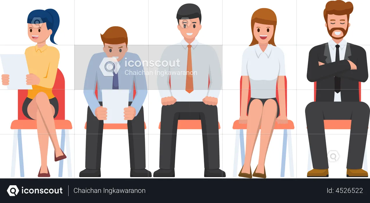 Employee waiting for interview  Illustration