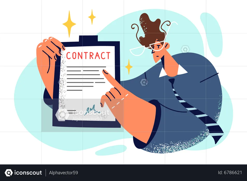 Employee with contract  Illustration