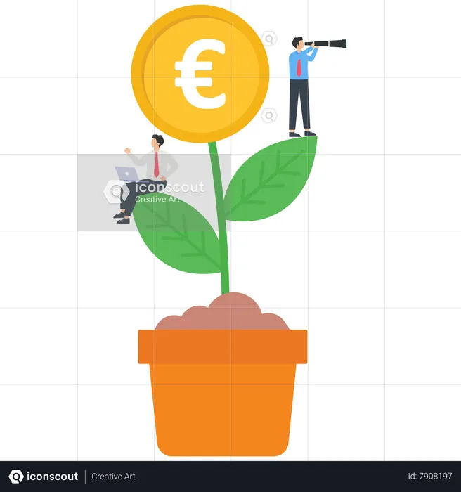 Employee work in a growth business sector  Illustration