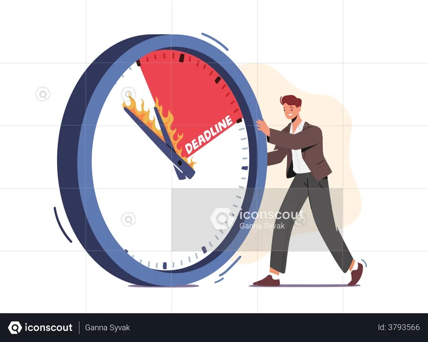 Employee Working At Deadline  Illustration