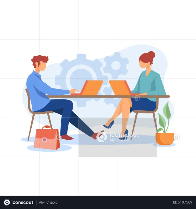 Employee working at office  Illustration