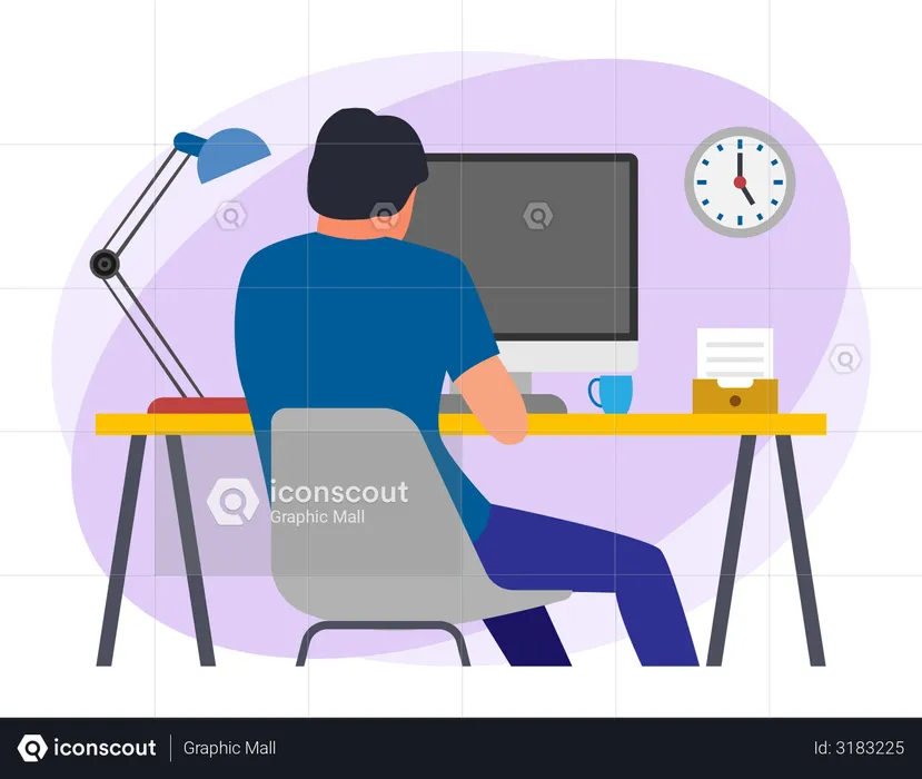 Employee working from home  Illustration