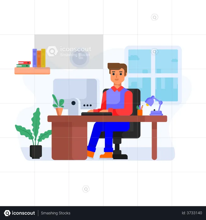 Employee working from home  Illustration