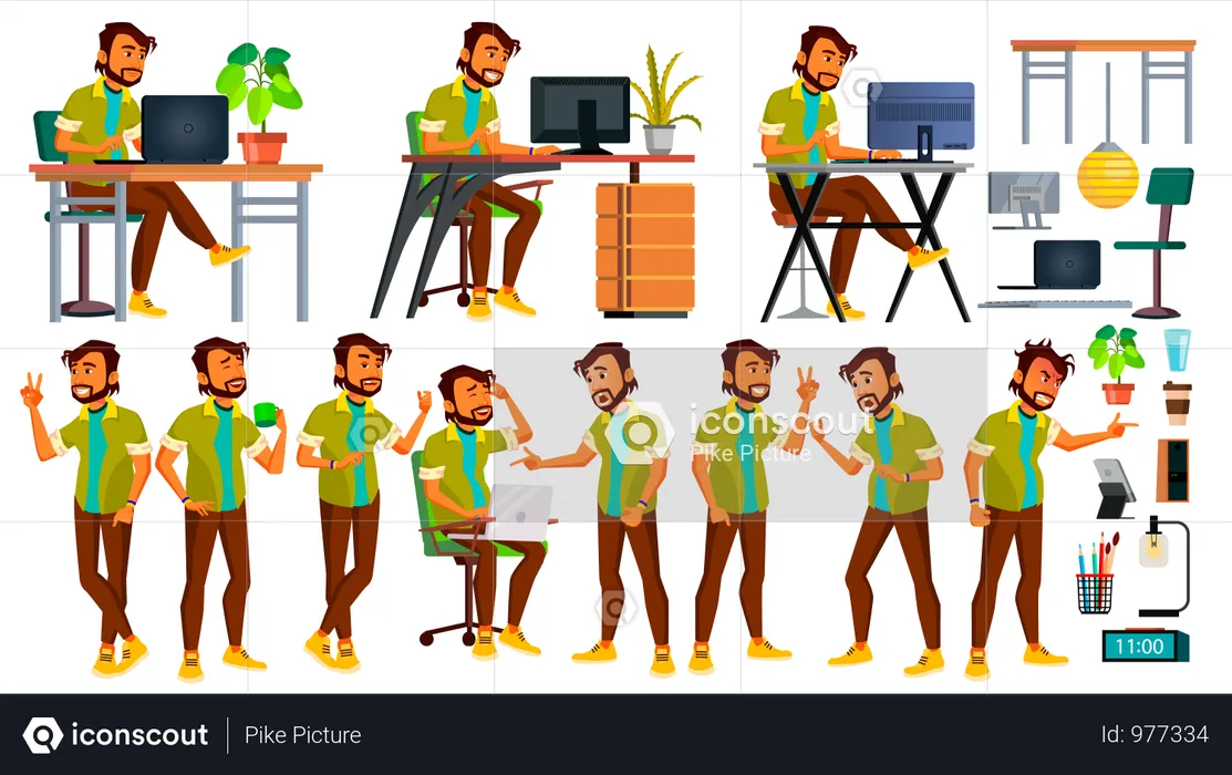 Employee Working Gestures  Illustration