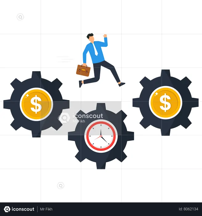 Employee working hard to achieve his business targets  Illustration