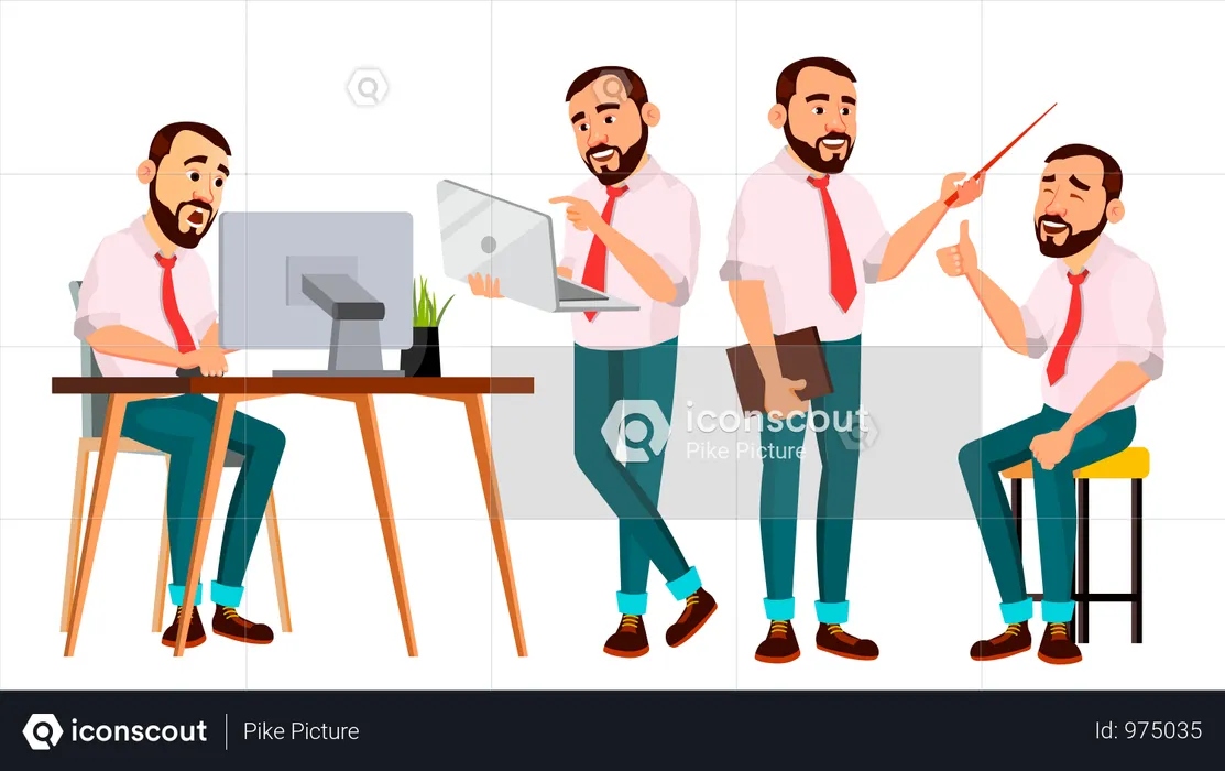 Employee Working In Office  Illustration