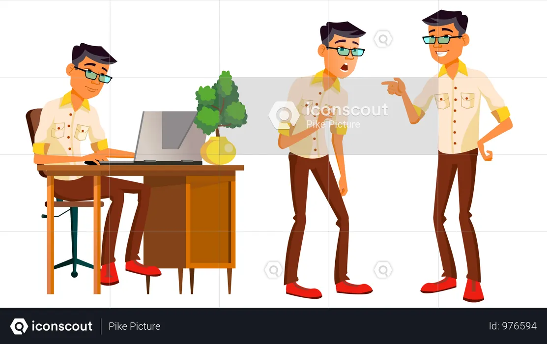 Employee Working In Office  Illustration