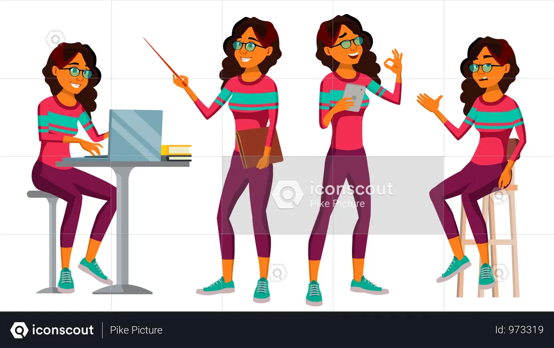 Employee Working In Office On Desk  Illustration