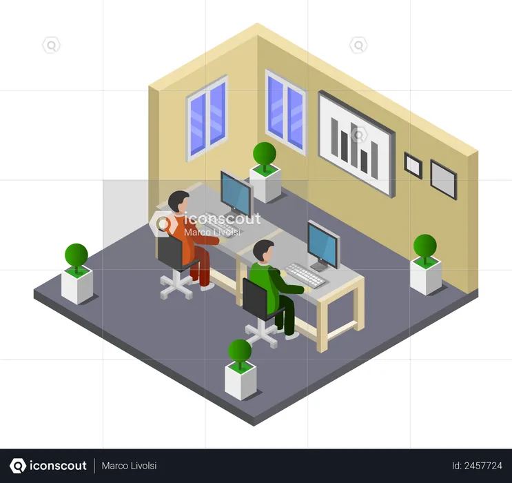 Employee working in the office  Illustration