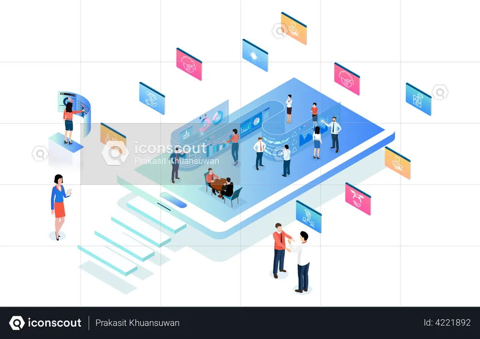 Employee working on analysis  Illustration
