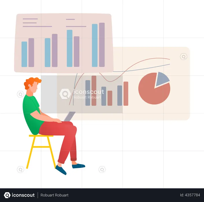 Employee working on analytics presentation  Illustration