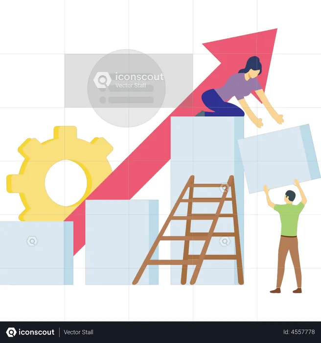 Employee working on business growth  Illustration