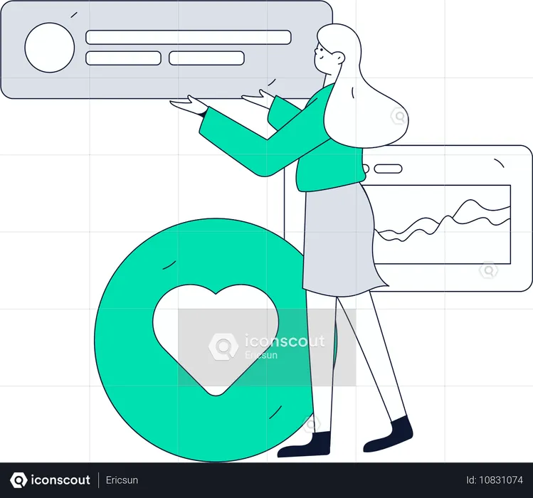 Employee working on data analytics  Illustration