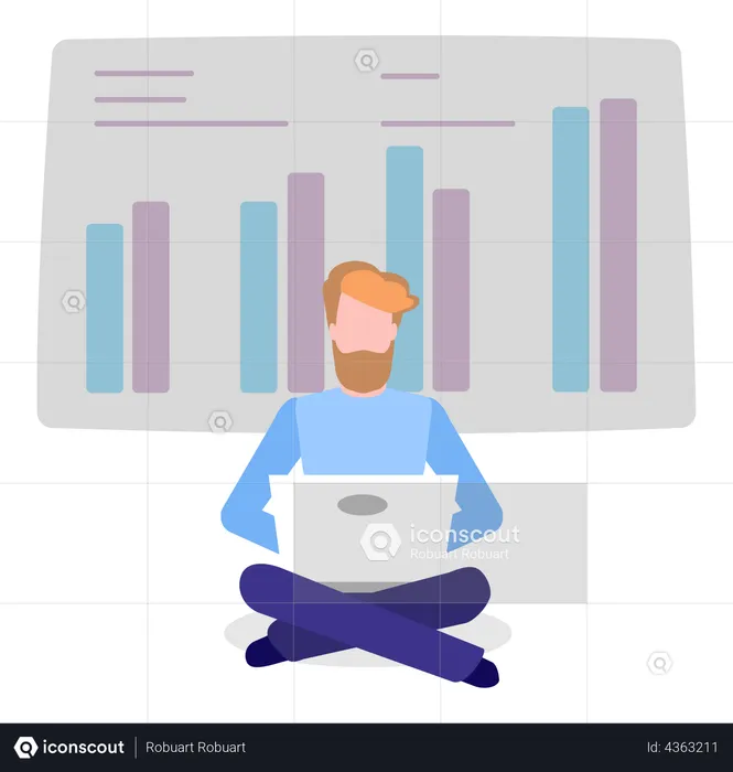 Employee working on data analytics  Illustration