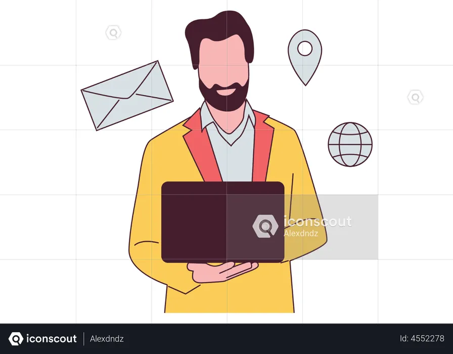 Employee working on digital marketing  Illustration