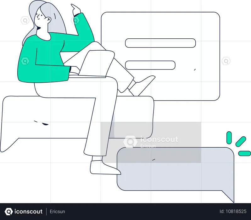 Employee working on digital meetings  Illustration