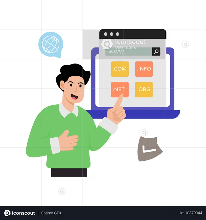 Employee working on Domain Name  Illustration