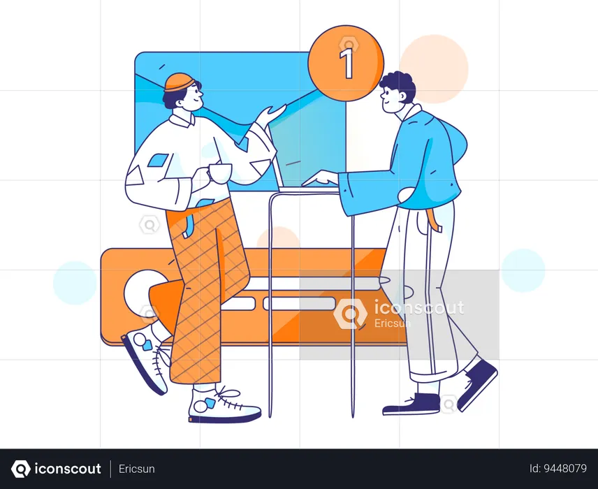 Employee working on email marketing  Illustration