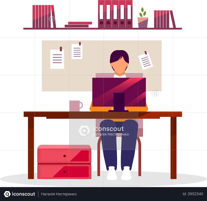 Employee working on office  Illustration