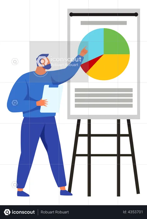 Employee working on presentation  Illustration