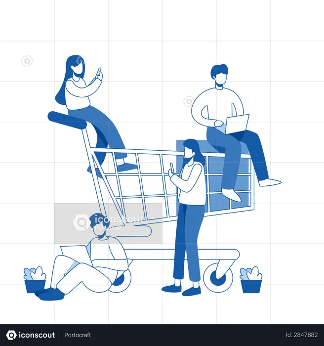 Employee working on product marketing  Illustration