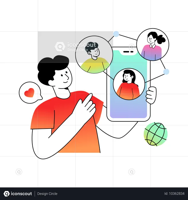 Employee working on Social Networking tactics  Illustration