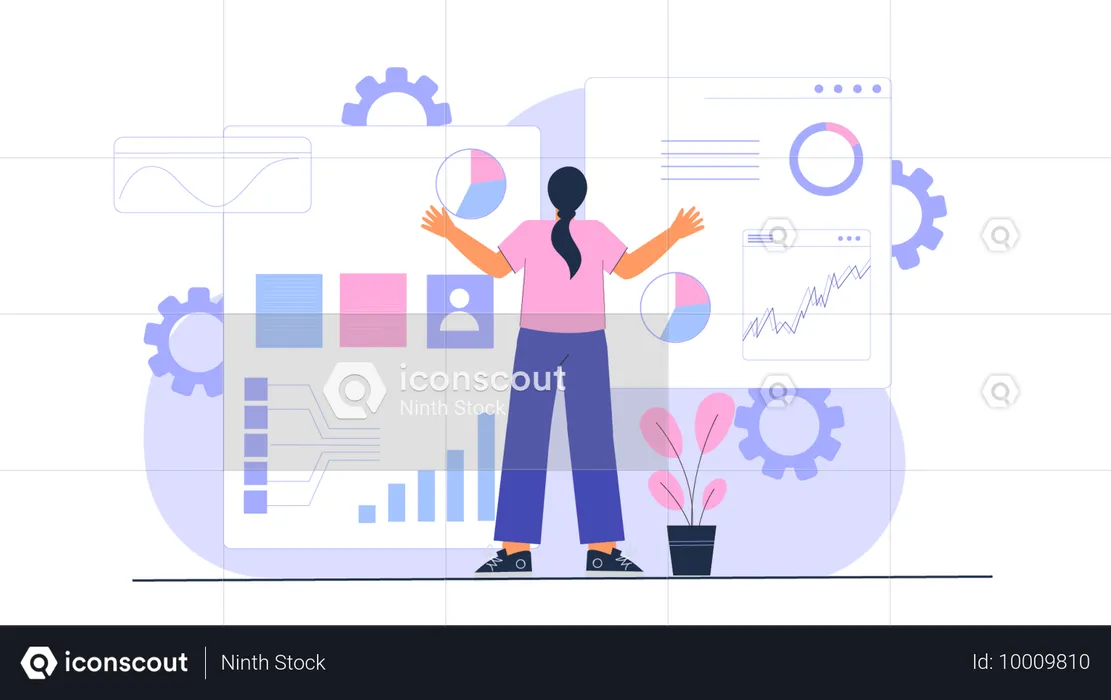 Employee working on user interface design  Illustration