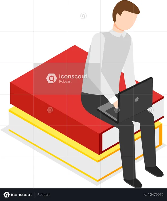 Employee working remotely completing office work  Illustration