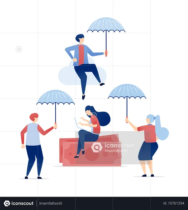 Employee works for financial protection  Illustration