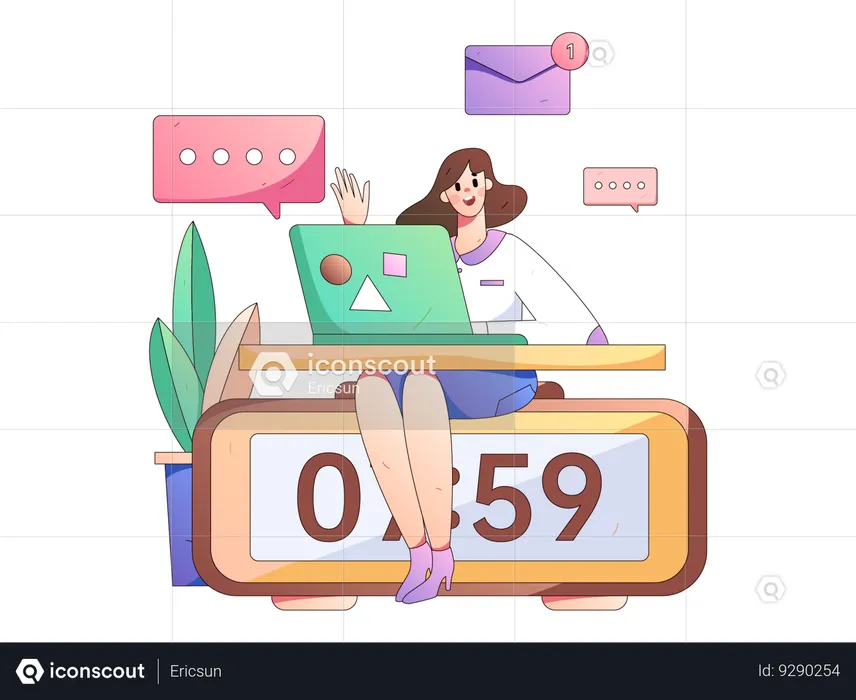 Employee works from home daily  Illustration
