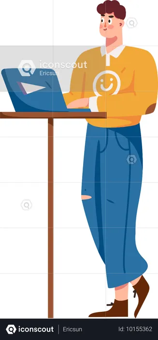 Employee works in cafe area  Illustration