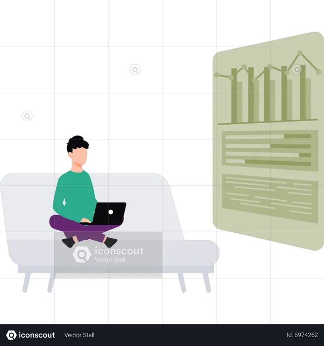 Employee works on business data  Illustration