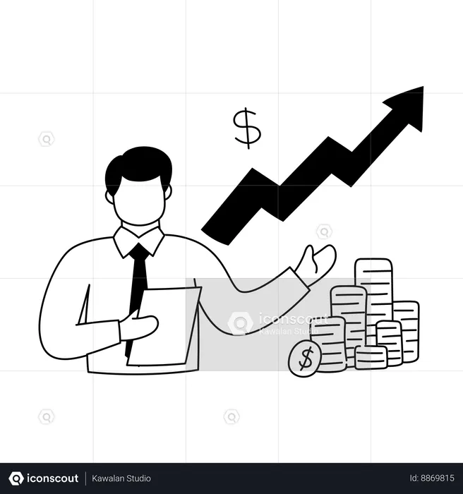Employee works on business growth  Illustration
