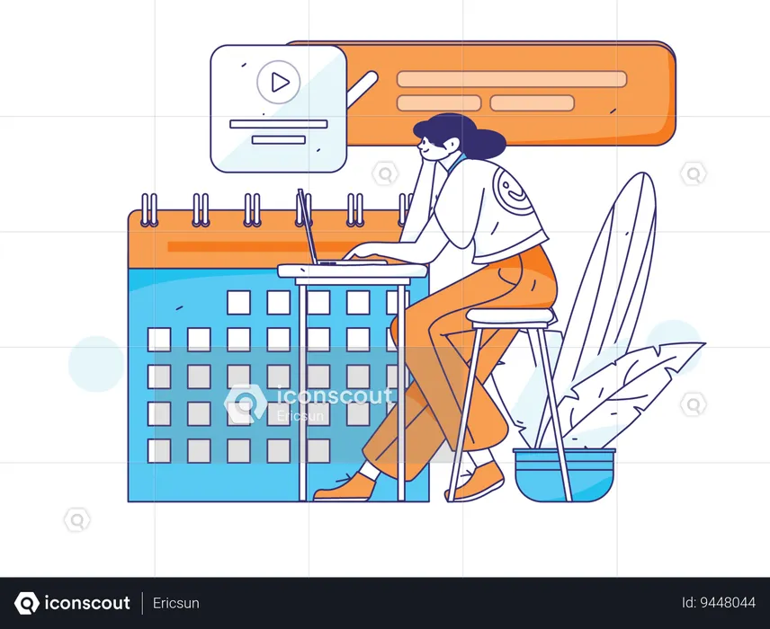 Employee works on deadline management  Illustration