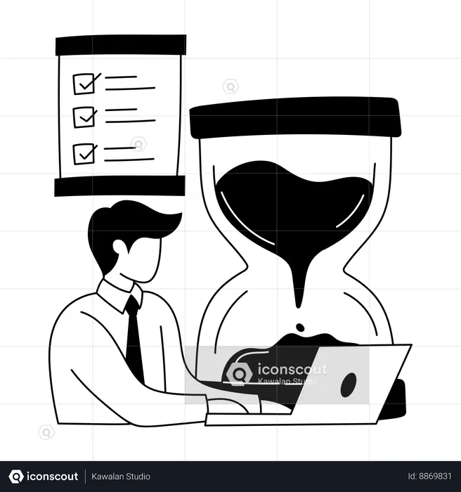 Employee works on deadlines  Illustration