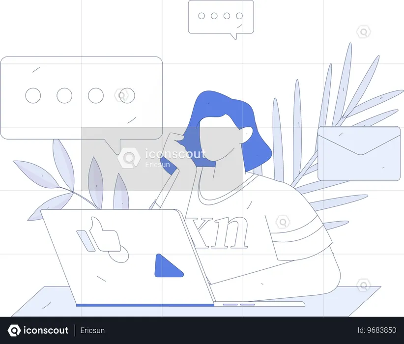 Employee works on email management  Illustration