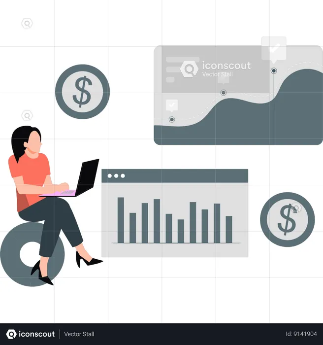 Employee works on financial data  Illustration