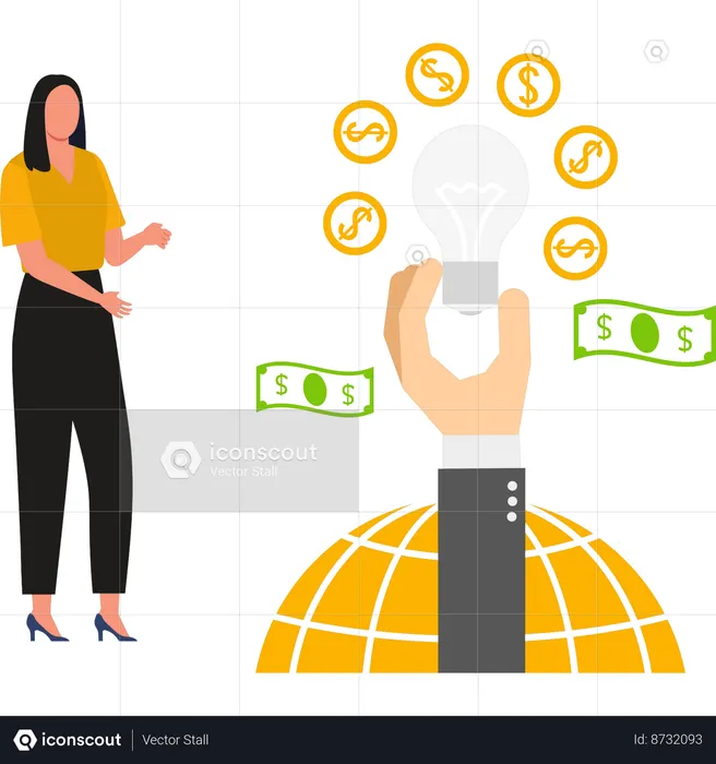 Employee works on financial growth  Illustration