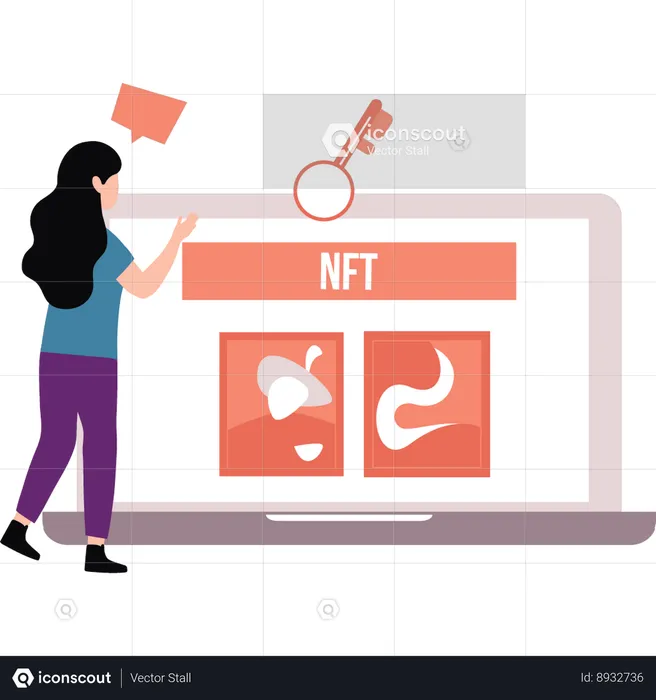Employee works on NFT data  Illustration