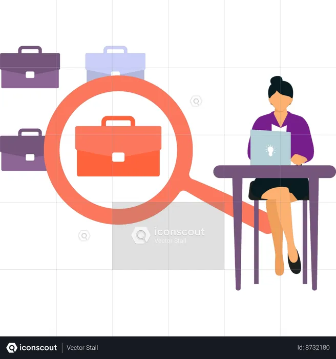 Employee works on online search  Illustration