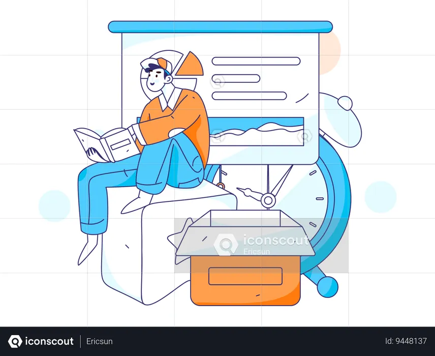 Employee works on pending list  Illustration