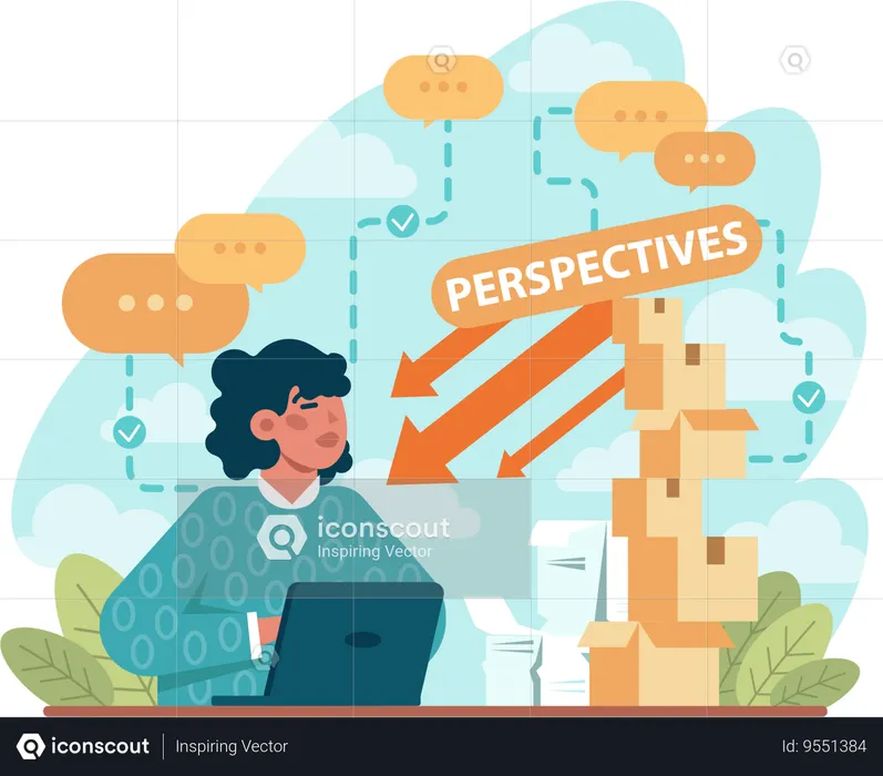 Employee works on perspectives  Illustration