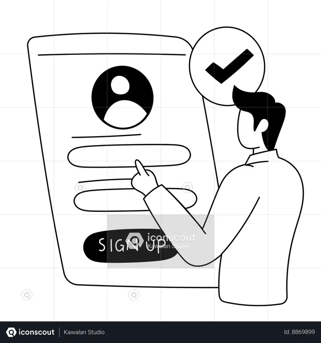 Employee works on registration page  Illustration