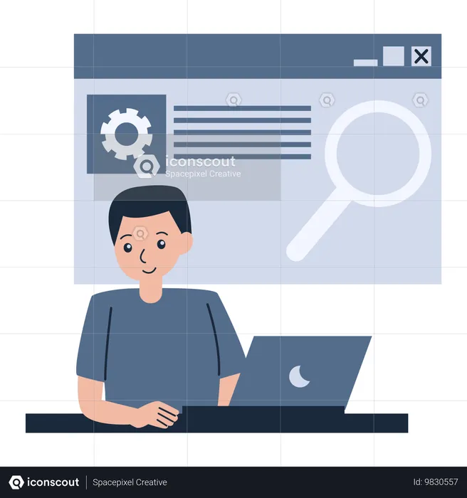 Employee works on SEO Strategy  Illustration