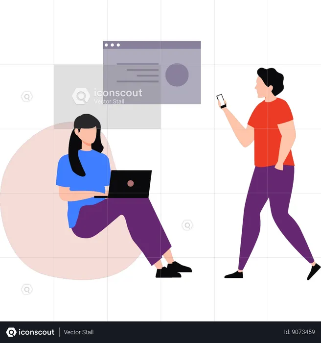 Employees are attending online meeting  Illustration