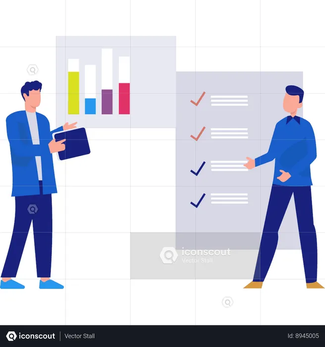 Employees are check listing tasks  Illustration